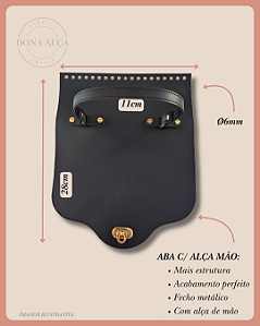 Aba com Alça de Mão e Torniquete - Preta (22x28cm)