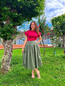 Saia Letícia na cor Verde Militar