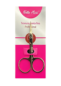 Tesoura Ponta Fina Dourada - Hello Mini
