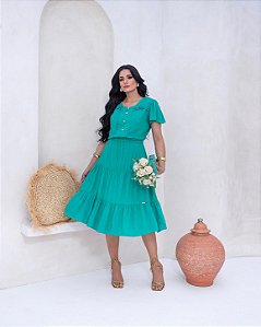 VESTIDO VECCHI JEANS MODA EVANGÉLICA EXCLUSIVA (250212) VESTIDO MIDI