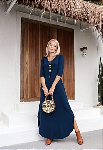 Vestido básico manga 3/4