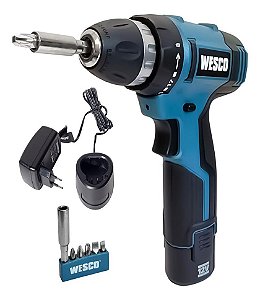 Parafusadeira Wesco W2532 12v Lítio Bivolt Kit 6 Peças