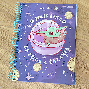 Caderno Universitário 10 Matérias 160 Folhas - Baby Yoda - cores
