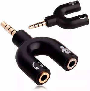 Cabo de áudio adaptador P3 macho para 2 P2 fêmea Preto B0CKWHSFX7