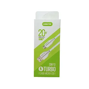 Cabo USB Kimaster CB613 100cm 5A 20W Micro USB Branco