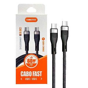 Cabo USB-C Kimaster CB816 100cm 5A 60W Type-C Preto