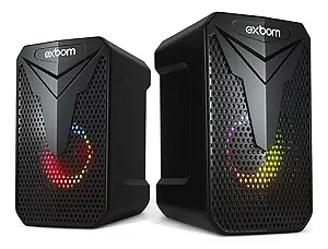 Caixa de Som para PC EXBOM CS-C54 4 ohms 10W 75dB USB Preta com Led