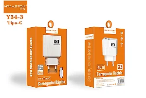 Carregador 2 Usb Turbo Para Celular Tipo C H'maston Y34-3