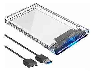 Case Gaveta Para Hd SSD Externo Transparente Note Sata 2.5 Usb 3.1 TSA CA-07