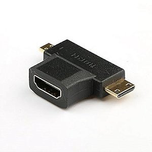 Conversor adaptador 2 em 1 para micro hdmi e mini hdmi AD-2IN1