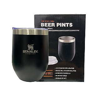 Copo Térmico 360ml 12oz com Tampa de Polipropileno Aço Inoxidável Preto M44HWJN5Z
