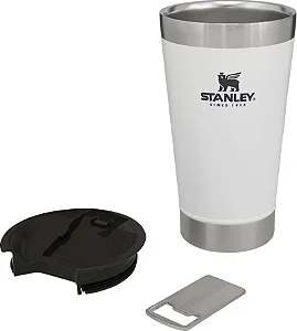 Copo Térmico Beer Pint 16oz 473ml Aço Inox, Abridor Branco STL8029-02B