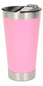 Copo Térmico Liso Sem Logo Beer Pint 16oz 473ml Aço Inox, Abridor Rosa STLS8029-02RSCopo