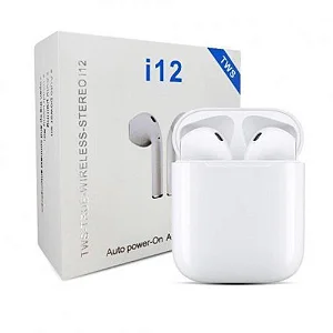Fone de Ouvido Com Fio Bluetooth Airpods I12 TWS 3H Branco