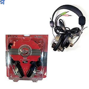 Fone de Ouvido com Fio P2 e Microfone Plugx F-301 Super Bass Over-ear Preto