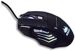 Mouse Gamer Knup KP-V4 800/1600/2400DPI 7 Botões Preto USB Com Led