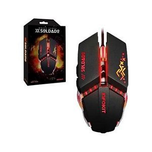 Mouse Gamer X Soldado 2.400 DPI Infokit USB GM-705 Com Led Preto