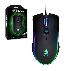 Mouse Gamer X Soldado Infokit GM-V550 USB com Led 6400DPI Preto