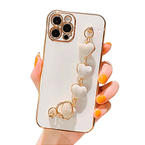 Pulseiras Strap para capinhas de Celular dourado de coração ou flor ou argolinhas