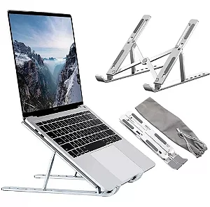 Suporte De Notebook Articulado Aluminio Dobrável Ergonomico Prateado 11" a 17"