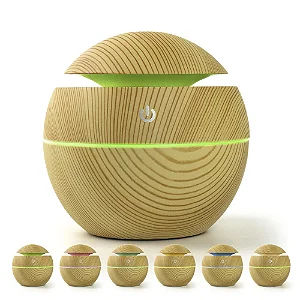 Umidificador de Ar e Difusor Bolinha com Lampada Led 130ML BM032 B-Max Madeira