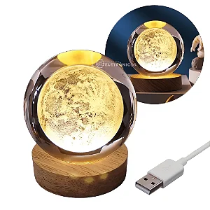 Luminaria de mesa globo de cristal 3D Led Wari Sortidas- grande