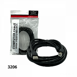 Cabo Impressora Universal USB 2.0 5Metros Preto Connection Series