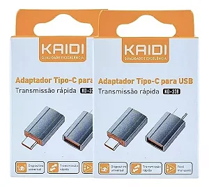 Adaptador Tipo-C para USB Kaidi KD-338 Preto