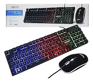 Kit teclado mouse gamer computador usb abnt2 led pto bk-g550 - EXBOM