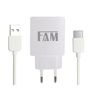 Kit Carregador e Cabo Tipo C Fam FKT - 150C Branco