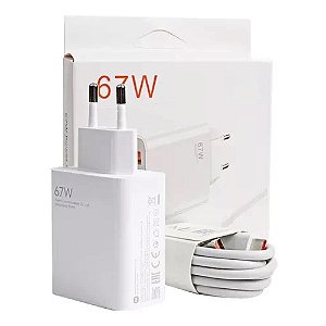 Conjuto carregador cabo e fonte Xiaomi 67W - Branco