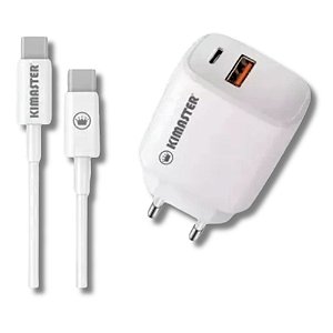 Kit carregador completo cabo USB-C / Lightning Power Duo Quick Charge 40w T110CL QC 3.0 Kimaster