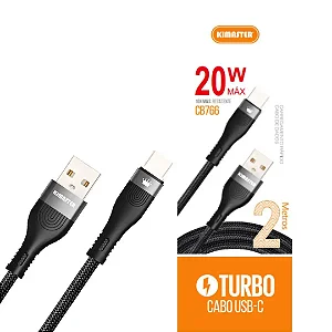 Cabo Kimaster Turbo USB-C 20W 2 metros Preto