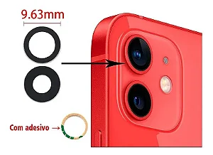 Lente de câmera com anel iPhone 12 Vermelho
