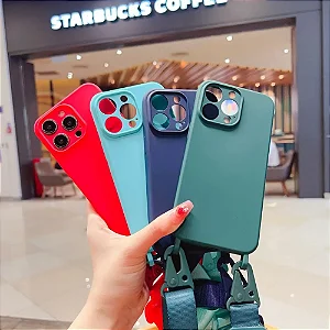 Capa de Silicone Crossbody com Alça para Apple iPhone 12 Pro Max
