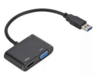 Adaptador Usb 3.0 Para Hdtv Ou Vga Com Áudio Integrado Fy-730