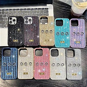 Capinha Crystal Strass C/ Película De Câmera Para Iphone 16