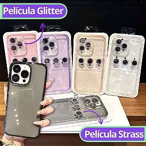 Capinha Glow Glass C/ Película Para Câmera Para Iphone 16