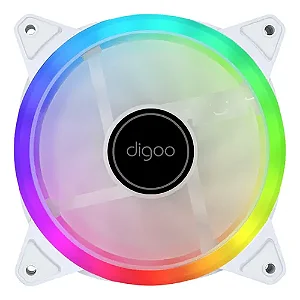 Cooler FAN para Gabinete e CPU 120mm Silencioso 1200Rpm LED RGB Digoo Gale X40 Branco