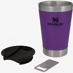 Copo Térmico Com Logo Beer Pint 16Oz 473Ml Aço Inox, Abridor Roxo