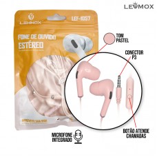 Fone Com Fio Lehmox Lef1057 Estéreo Com Microfone Rosa