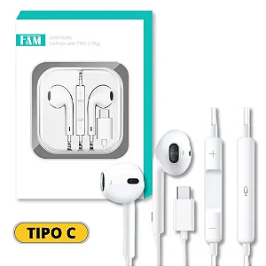 Fone Tipo-C Fam Fcaoe18C Com Microfone E Qualidade Sonora Nítida
