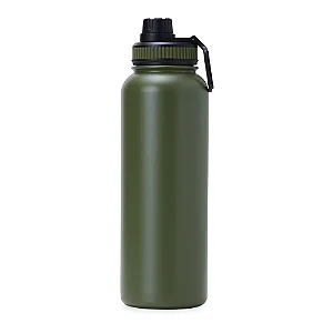 Garrafa Térmica 800Ml Isolada Água Gelada Esporte Premium Na Cor Verde Escuro