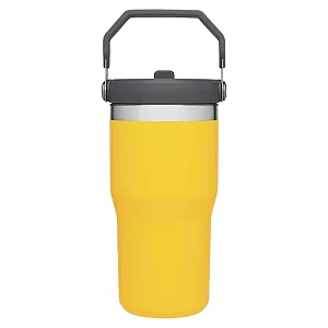 Garrafa Térmica Flip Straw Stanley Com Tampa, Alça E Canudo 650Ml Amarelo