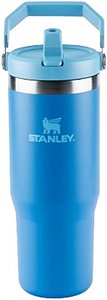 Garrafa Térmica Flip Straw Stanley Com Tampa, Alça E Canudo 650Ml Azul