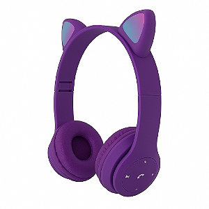Headphone Bluetooth Altomex B19A Rgb Com Orelhinhas E Visual Gamer Roxo