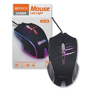 Mouse Gamer Ergonômico Com Fio Usb E Iluminação Led Hrebos Hs-190