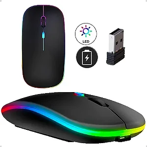 Mouse Gamer Ergonômico Sem Fio Recarregável Com Iluminação Rgb Bmax Bm-615