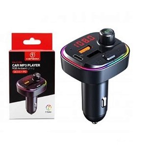 Transmissor Veicular Fm Bluetooth Pd20W Sem Fio AL-2105D Som Automotivo Tran-Blue