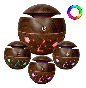 Umidificador Aromatizador Ultrassônico Com Luz Noturna Onistek On-Um629 Madeira Escura